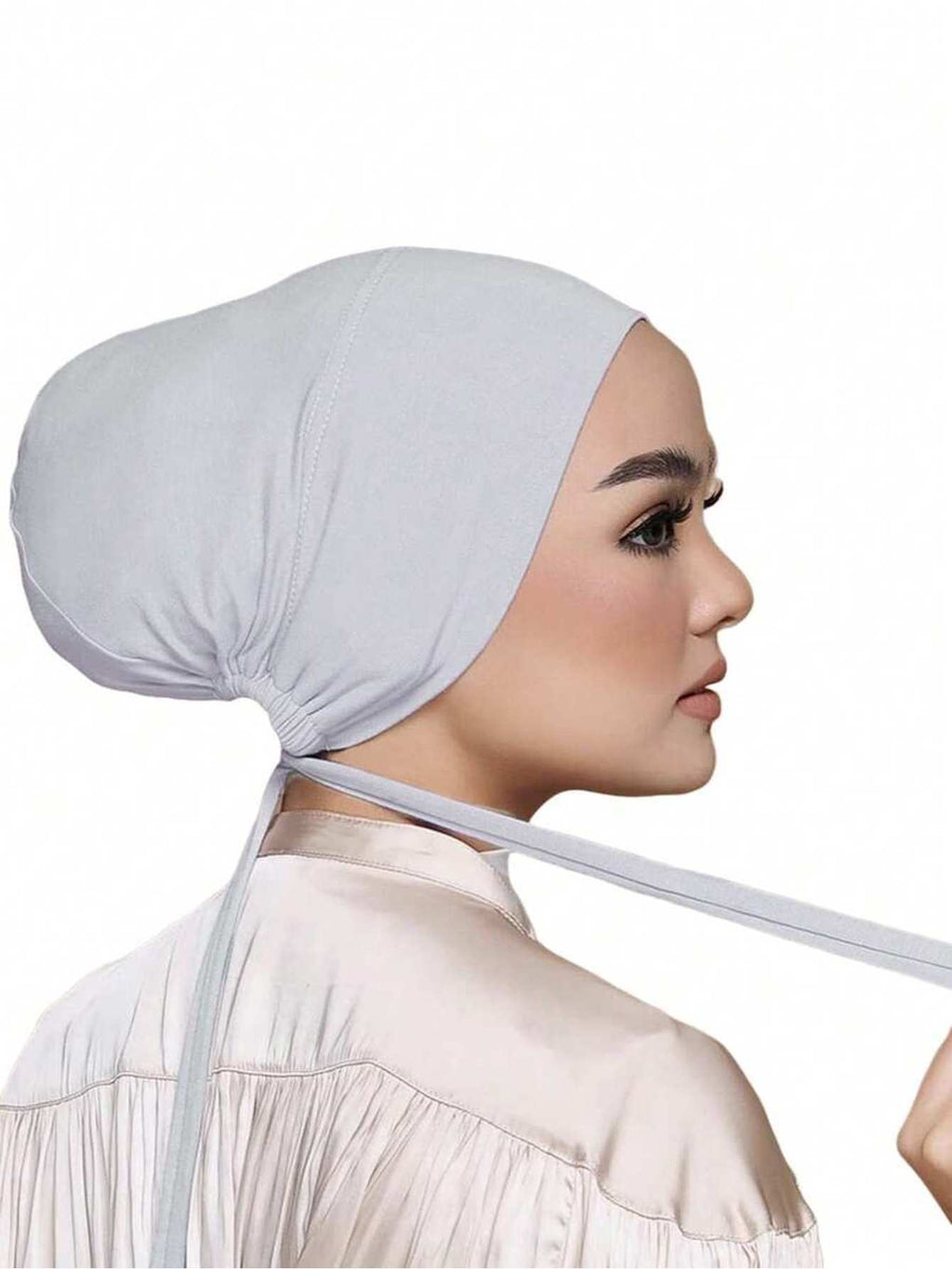 1pc Women Abaya Accessories Fashion Solid Color Elastic Band Headscarf, Suitable for Daily Wear Headband Soft Under Cap Women Veil - Light Grey
