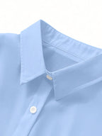 Solid Color Long Sleeve French Shirt for Women New Arrival - Light Blue