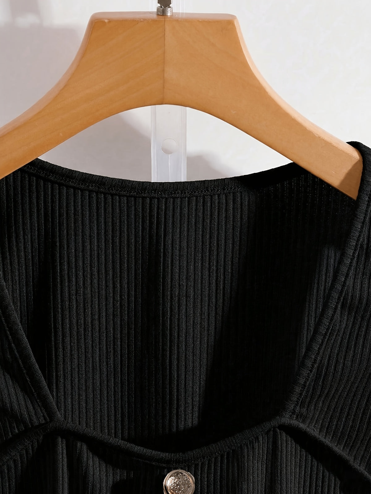 Women's Casual Solid Color Ribbed Tank Top - Black