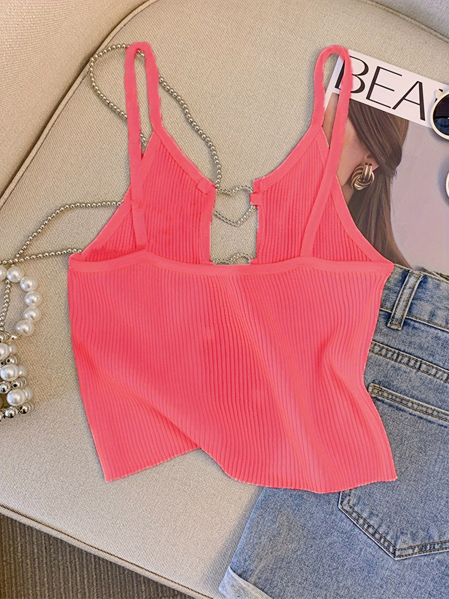 Style, Western Spring/Summer New Fashion Heart Hollow Out Cami Vest Top - Red