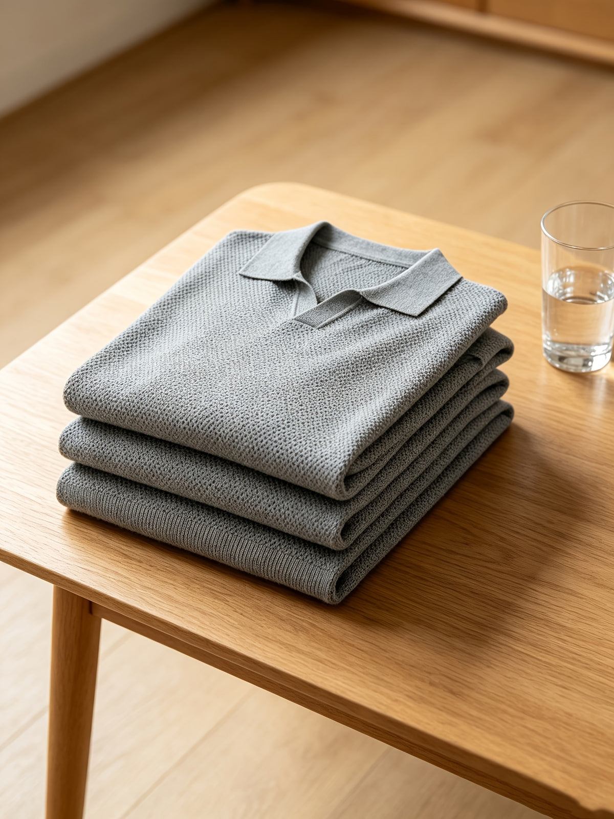 Men'S Premium Textured Knit Polo Shirt, Lapel Half-Button Design, 3D Texture Breathable And Skin-Friendly, Summer Non-Stuffy, Urban Minimalist Style for Multi-Scenarios, Body-Enhancing And Athletic Look, Light Luxury Item for Upgrading Wardrobe - Grey