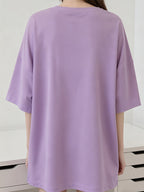 2W104 M-2XL T-Shirt Women Clothes Blouse T-Shirt Crop Top Basic Essentials Korean Style Internet T-Shirt Blouse Clothes Oversize Round Neck Men - Purple