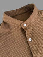 Men'S Short Sleeve Round Neck Sweatshirt, Summer Men'S Short Sleeve Round Neck Sweatshirt, Men'S Casual Solid Color Short Sleeve Shirt - Coffee Color