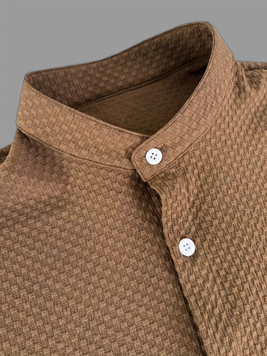 Men'S Short Sleeve Round Neck Sweatshirt, Summer Men'S Short Sleeve Round Neck Sweatshirt, Men'S Casual Solid Color Short Sleeve Shirt - Coffee Color