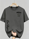 Men'S American Retro Letter Print New Arrival Comfortable Fashion Casual T-Shirt, Easy Care, Business Casual Style, Breathable, Comfortable, Ideal Top for Outdoor Sports - Dark Gray
