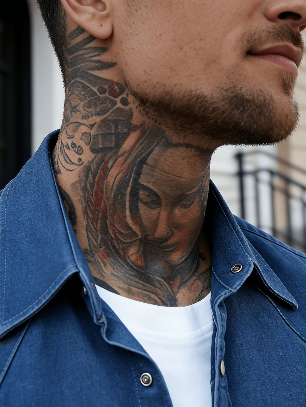 Men's Denim Shirt, Smart Casual - Navy Color
