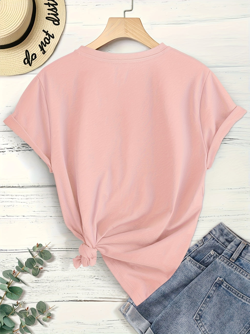 Women'S Elegant Short Sleeve, Cui Di Good Morning Morning Coffee Style Print, Soft Stretch Round Neck Casual Retro Style Top, Warner Bros. Licensed, Suitable for Spring Summer Autumn Daily And Vacation Wear, S-XXL Size - Pink