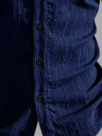 Henley Shirt 2026 Spring/Summer Men's New Apparel Men's T-Shirt Henley Shirt Stand Collar Shirt -  Product, Casual Fashion Unique Design, Plaid Button- Textured Shirt, Suitable for Pool, Outdoor Vacation, Travel, Seaside Beachwear, 1pc Outfit - Navy Color