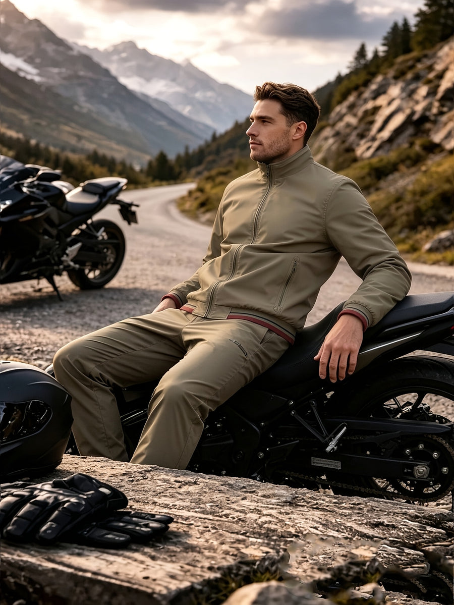 Men'S Jacket, Business Commute Biker Casual Flight Jacket, Casual Sports All-Match Jacket, Perfect Gift for Halloween, Christmas, And Valentine'S Day, Ideal Present - Khaki