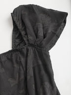 Off-shoulder Printed Flared Dress, Floral Off-shoulder Short Dress, Off-shoulder Slim-fit Printed Dress, Evening Wear, Bridesmaid Dress, Holiday Party, Fashionable and Elegant, Dignified and Graceful - Black