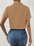 Summer Elegant Casual Easy Women'S Short Sleeve Blazer - Chocolate