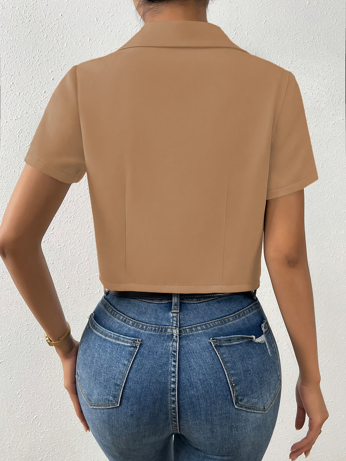 Summer Elegant Casual Easy Women'S Short Sleeve Blazer - Chocolate
