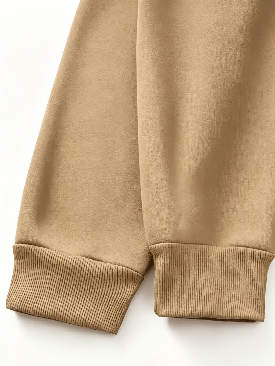 Men's Fashion Trendy Casual Solid Color Hooded Sweatshirt - Khaki