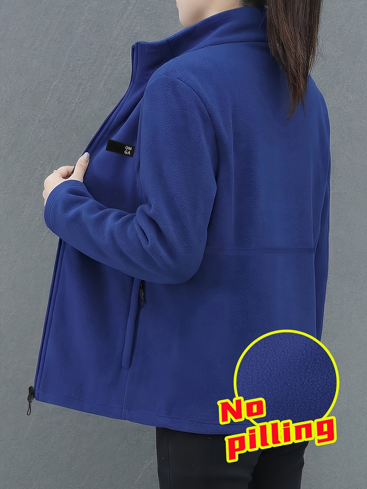 Autumn/Winter Women's Stand Collar Zipper Cardigan, Warm Jacket, Versatile Commuter Outdoor Top - Royal Blue