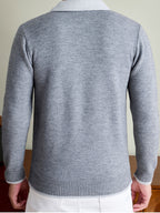 Men'S Thickened V-Neck Pullover Long Sleeve Faux Vest Knit Sweater, Autumn/Winter Style, Light Mature Business Casual - 【Light Grey】