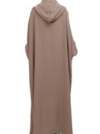 FONSAF - Women'S Hooded Robe - Long Dress in Muslim Style with Adjustable Drawstring Hood; Loose And Comfortable Fit; Ideal for Ramadan Or Eid - Khaki
