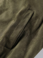 Oversized Drop-Shoulder -Like Solid Color Jacket, Trendy American High Street Vintage Workwear Outerwear, Casual Spring/Autumn Fashion Lapel Cardigan Top - fern green