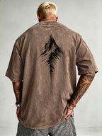 Men'S Heavyweight Distressed T-Shirt Washed Acid Wash Graphic Tee Vintage Aesthetic Streetwear Pure Breathable Comfort High Street Style Minimalist Casual Gym Workout Short Sleeve Essential Undershirt 2026 Summer New - Brown