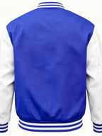 Classic Campus Style Men'S Casual Campus Fashion Youthful Bright Fashion Zipper Pocket Baseball Jacket - Royal Blue
