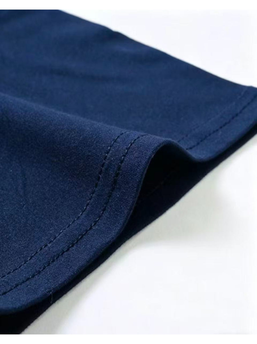 Men's Three-pc Summer New Arrival Solid Color Stand Collar Short Sleeve T-Shirt, American Vintage Style with Unique Drawstring Cross-Over Shoulder Straps, Slim Fit Fashionable Casual Streetwear Sporty Short Sleeve Top - Black+Black+Navy