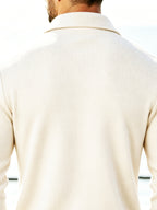 Men'S Spring Autumn New Waffle Check Blazer Collar Cardigan Single Button Double Pocket Business Casual All-Match Long Sleeve Jacket, Knit Soft Comfortable Fashion Solid Color Outerwear Suitable for Daily Outings, Dates, Holidays, And Travel - Apricot (upgraded)