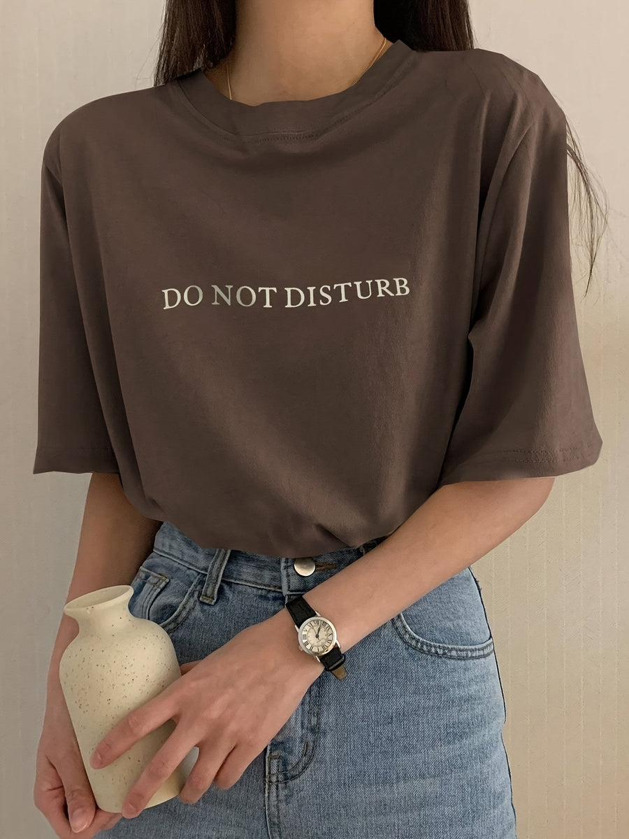 Oversized Round Neck Short Sleeve T-Shirt - Minimalist Loose Fit Casual Blouse, Machine Washable Loose-Fit Top Suitable for Seasons & Casual Attire - Comfortable Basic Wardrobe Staple - Dark Brown