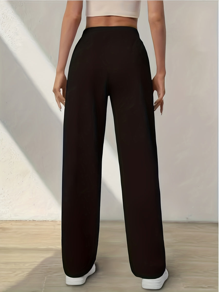 Air Layer Wide-Leg Pants Women'S 2025 Summer Thin New Small Size Casual Straight-Leg Drape Suit Pants - Black
