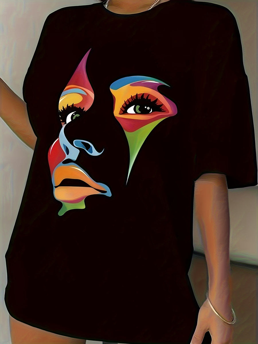 Women'S Short-Sleeved T-Shirt Loose Version Short T Summer Korean Version Plus Size Middle-Aged Woman Half-Sleeve Women'S Versatile Black Plus Plus Size Round Neck Top Printed T-Shirt Women'S Popular Slim Fit T-Shirt Thin Base Shirt Tide - Black