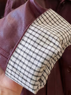 Contrast Sleeve Statement Jacket. Motorcycle Riding Windproof Outerwear - Burgundy