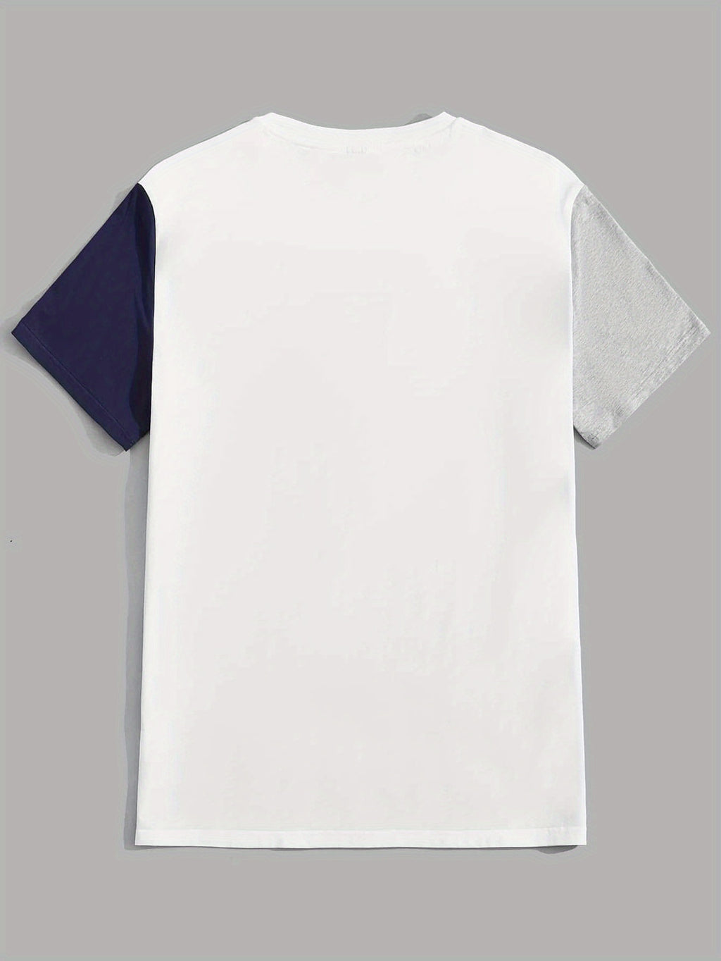 Color Block T-Shirt 180G 100% Top [Siji Dou] Short-Sleeved Solid Color, Summer Global Four Seasons Base Factory Manufacturing Men'S Comfortable High-Quality High Fit Casual Sports Luxury - White, gray and blue