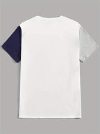 Color Block T-Shirt 180G 100% Top [Siji Dou] Short-Sleeved Solid Color, Summer Global Four Seasons Base Factory Manufacturing Men'S Comfortable High-Quality High Fit Casual Sports Luxury - White, gray and blue