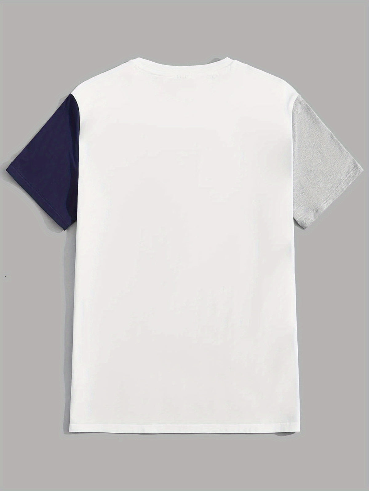 Color Block T-Shirt 180G 100% Top [Siji Dou] Short-Sleeved Solid Color, Summer Global Four Seasons Base Factory Manufacturing Men'S Comfortable High-Quality High Fit Casual Sports Luxury - White, gray and blue