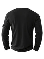 3pcs Men'S Spring Autumn New Waffle Check Fake Two-Piece Round Neck Long Sleeve Shirt Easy Armbag Design Fashion Trendy Convenient Daily Commuting Sports Fitness Wear - Black + Gray + Khaki