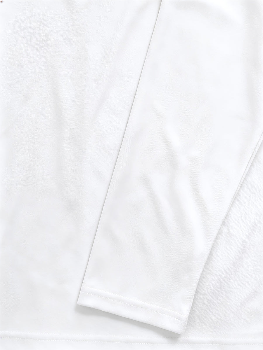 Men's Long-Sleeve Base Layer T-Shirt, Solid Color Henley Pullover - White