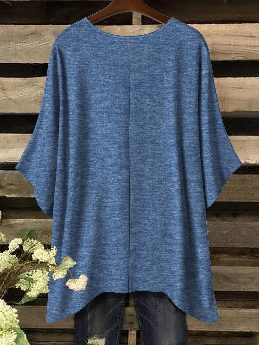 Plus Size - Plus Size - Fashionable New Polo with Buttons, Women'S Plus Size Short Sleeve T-Shirt, Unique Short Sleeves, Stylish Casual Women'S Wear, Loose Fit Clothing, Additions Not Included - Blue