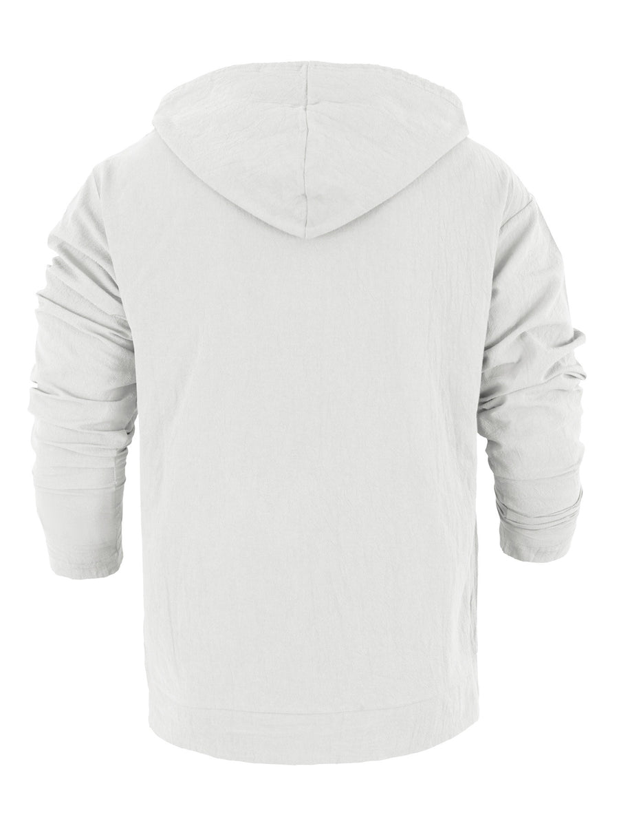 3pcs Men's Casual and Fashionable Hoodies, Made of Linen Material, Suitable for Outdoor Leisure, Adjustable Drawstring Hoodies, the First Choice Men's Tops in Spring and Autumn - White+navy+black