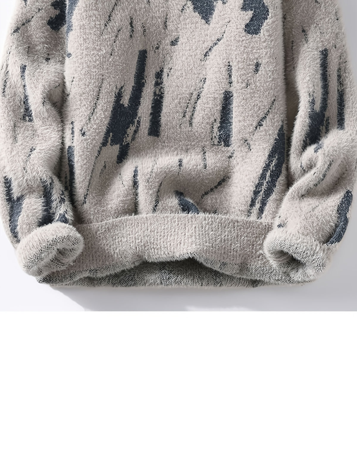 SENMEIGUO 2026 Autumn And Winter Men'S Mink Faux Fur Semi High Neck with Fleece Warm And Fashionable Casual Bottom Top - Beige Color
