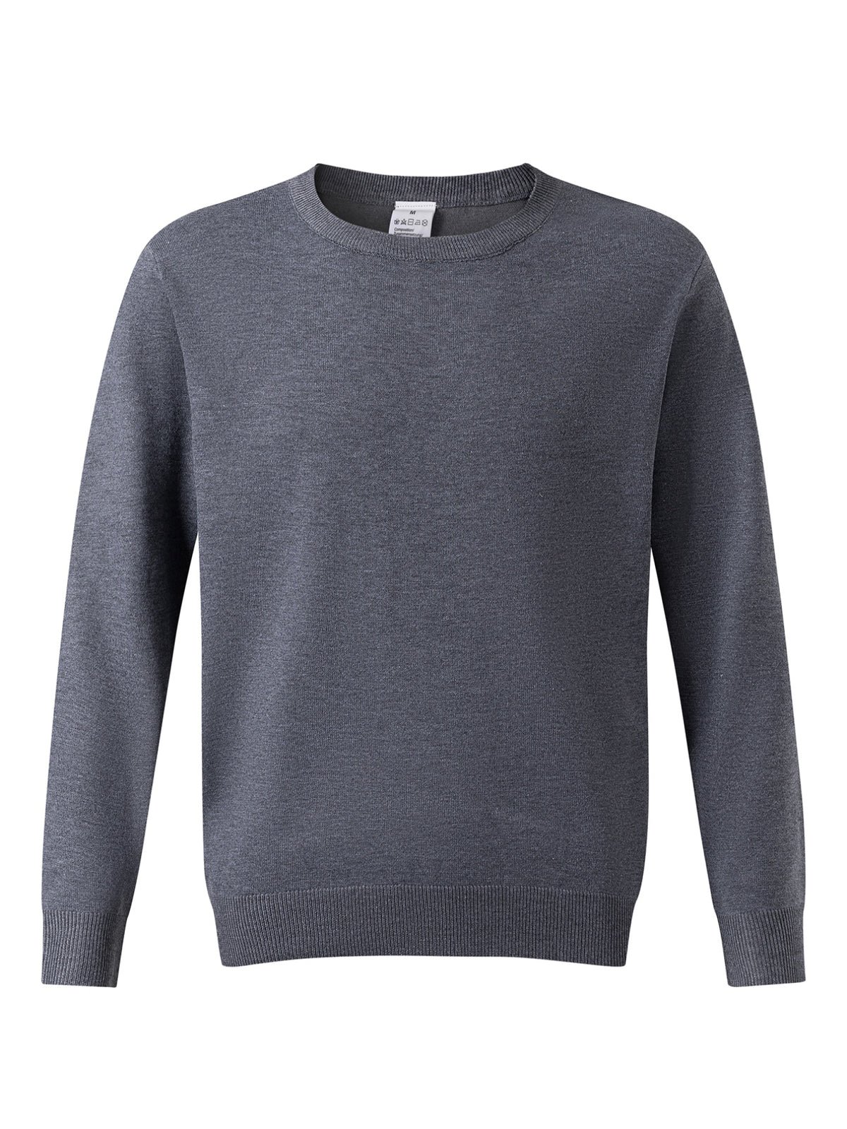 Men'S Long Sleeve Knit Sweater, Easy Style, Fashionable Men'S Clothing Regular Fit Versatile Round Neck Knit T-Shirt, Outdoor Casual Everyday Wear - Grey