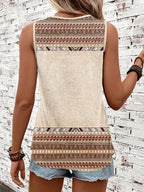 Women'S Fashion Casual Round Neck Printed Tank Top - Apricot