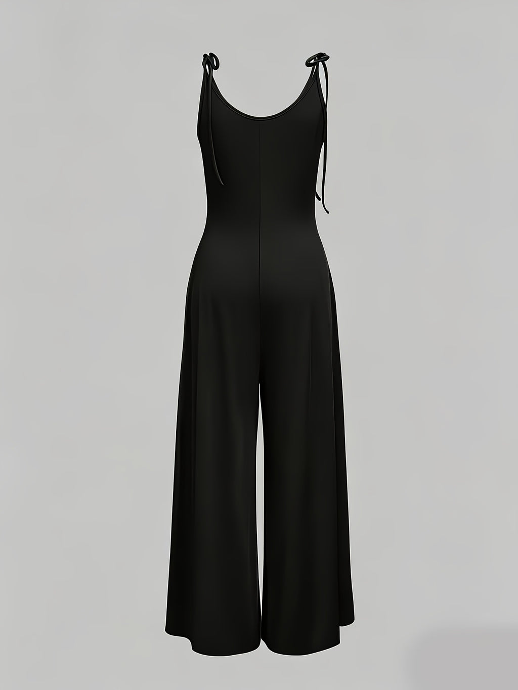 Bow-tie Slim-Fit Wide-Leg Jumpsuit - Black