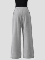 A Casual Autumn/winter -lined Loose-fit Women's Sweatpants Featuring a Trendy Fashionable Digital Star 22 Pattern Print - Light Gray
