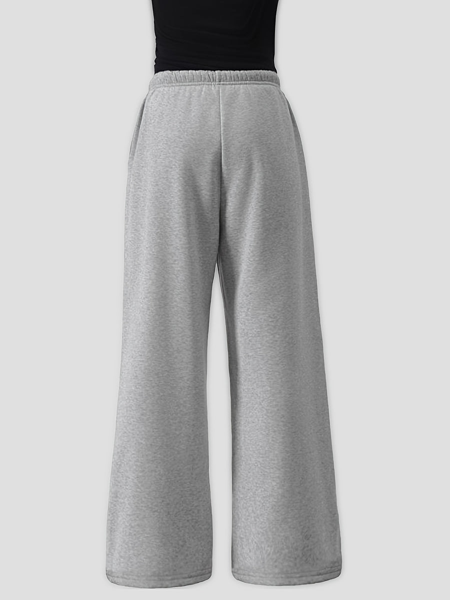 A Casual Autumn/winter -lined Loose-fit Women's Sweatpants Featuring a Trendy Fashionable Digital Star 22 Pattern Print - Light Gray