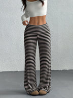 Women's Wide- Trousers - Wide- Pants with Striped, Wide-Legged Trousers Suitable for Spring/Summer, Machine Washable Elegant Wide Pants for, Casual & Semi-Formal Wear, Non- Wide Trousers - Grey