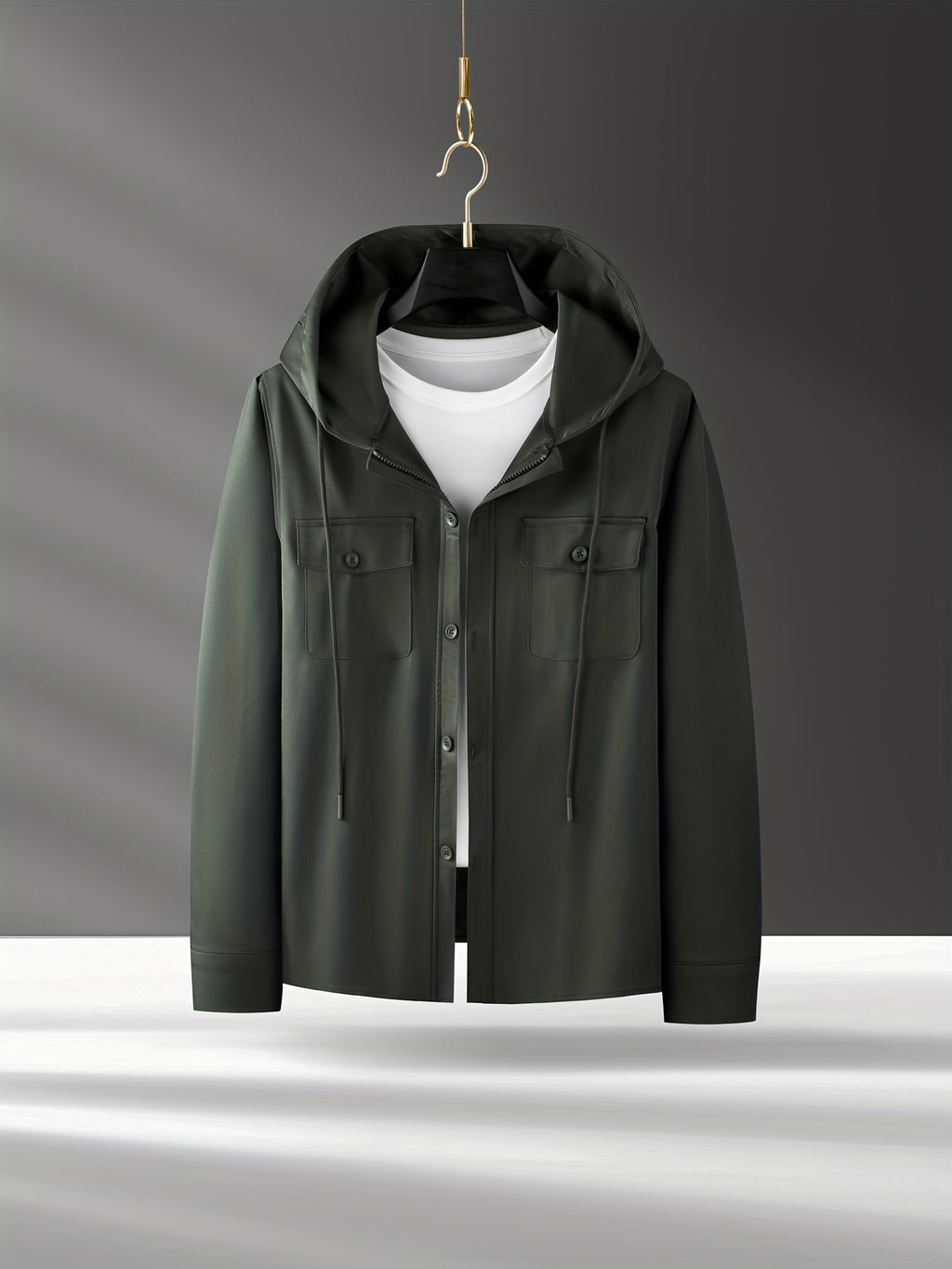 Men'S Fashion Casual Button-Up Olive Green Jacket - fern green