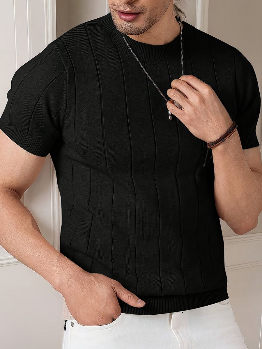 Men's Solid Rib-knit Top - Black