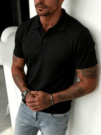 Men's Polo Shirt, Light Business Style, Exuding the Charm of a Mature for Man, Suitable for Formal Occasions and Casual Office Wear - Black