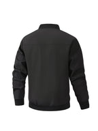 Holiday Gift Choice for Dad 1pc Men'S Black Windproof Solid Polo Metal Zipper Head Slant Pocket Biker Style Spring Autumn Slim Fit Commuter Casual Jacket - Black