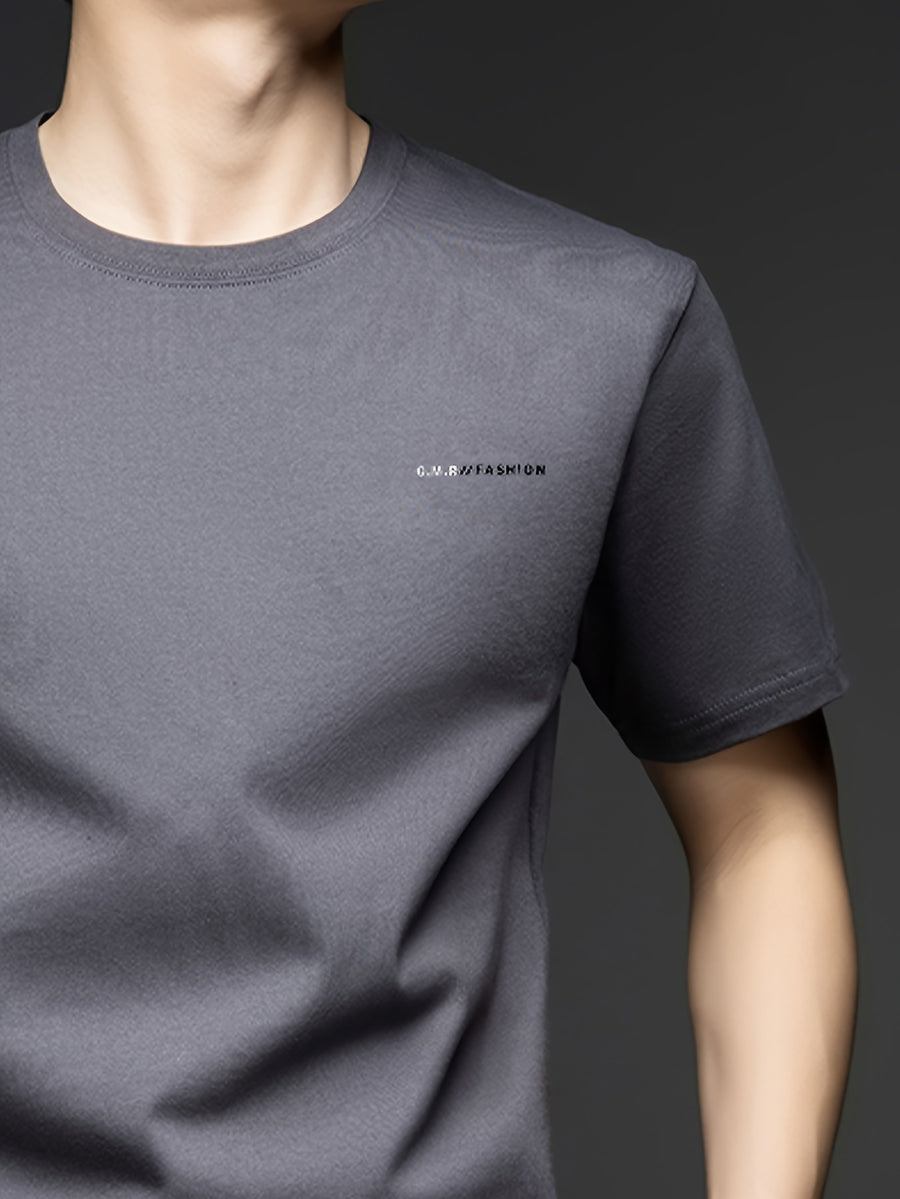 Summer Men'S Short Sleeve T-Shirt, Minimalist Style, Soft And Skin-Friendly Feel, Good Drape And Non-Sheer, Comfortable And Textured, Suitable for Daily Casual/Commuting And Travel - Dark Grey