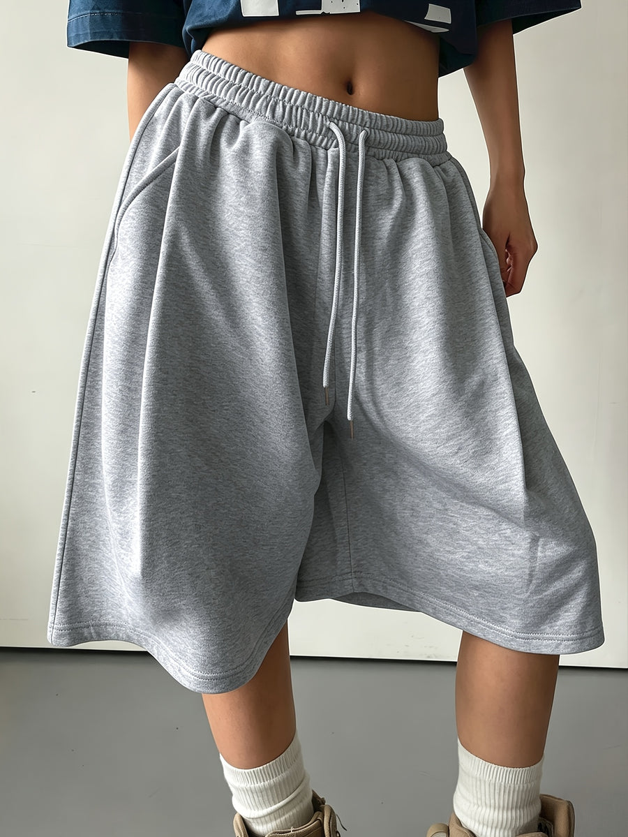Women'S Loose Pleated Solid Color Casual Sweatpants, Spring Summer Fall - Space Gray