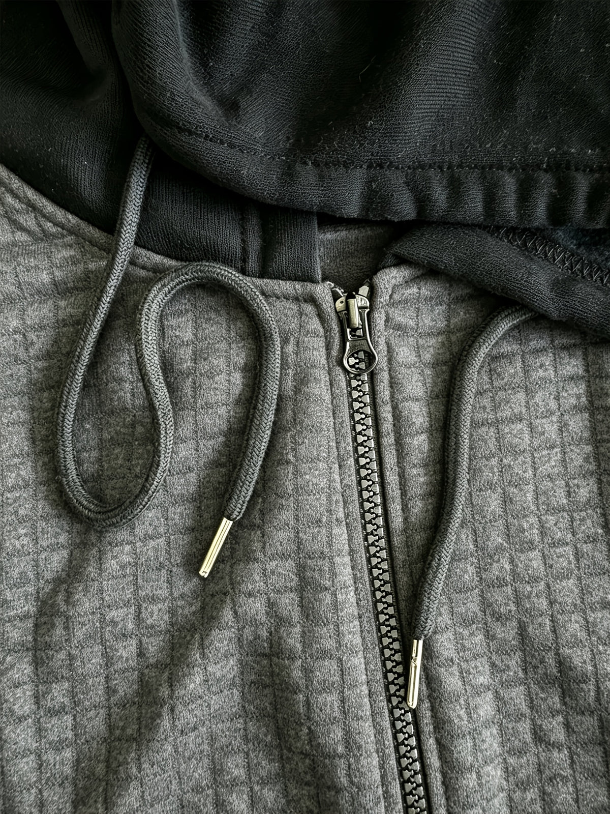 Men'S Hooded Knit Cardigan, Small Checkered Jacquard Zipper Hoodie, Knit Hooded Sweater, Comfortable And Warm, Essential for Autumn And Winter Outdoors, Suitable for Outings And Daily Home Wear - Dark Gray